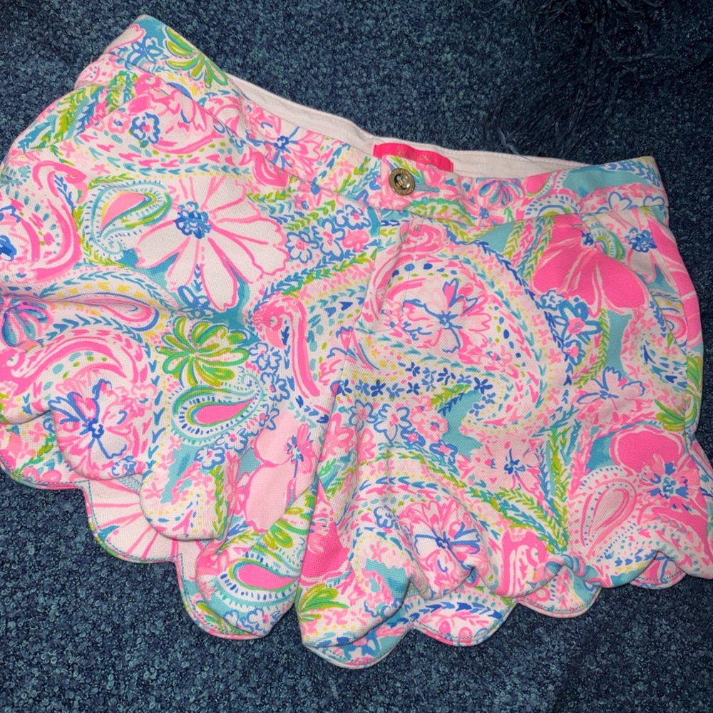 Lilly Pulitzer butter cup scalloped knit shorts flock size 6 summer U19